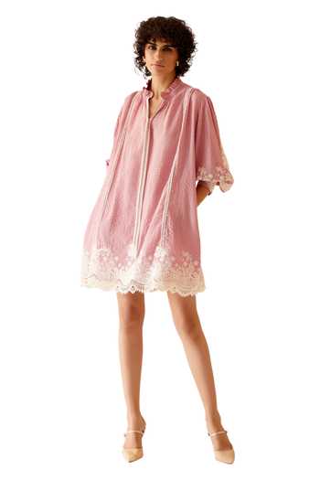 Bunka Floral Lace Embellished Short Dress 