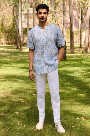 Philocaly Sirocco Linen Printed Shirt 