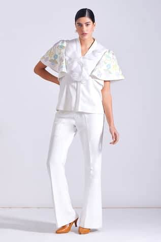 Zosia Antonio Embroidered Sleeves Top & Pant Set 