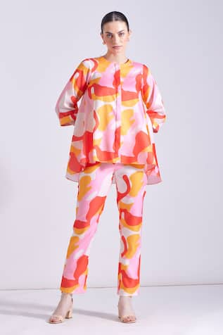 Zosia Claire Abstract Print Shirt & Pant Set 