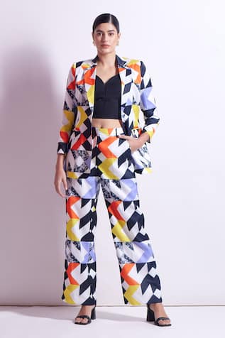 Zosia Chelsea Abstract Print Blazer & Pant Set 