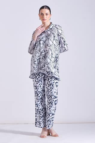 Zosia Odessa Leaf Print Blazer & Pant Set 