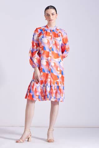 Zosia Santos Abstract Print Shirt Dress 