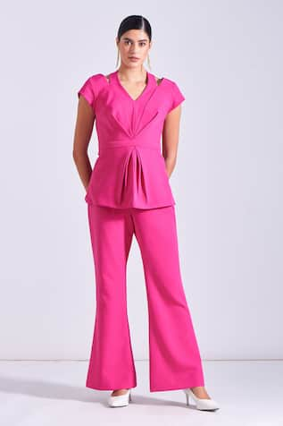 Zosia Stella Draped Top & Bootcut Pant Set 