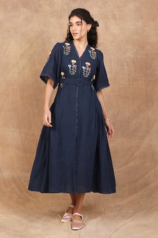 The Right Cut Spring Garden Hand Embroidered Dress 