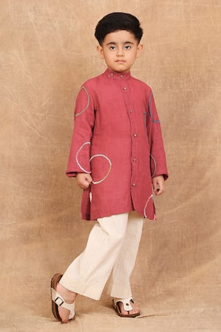 The Right Cut Hand Embroidered Linen Kurta 