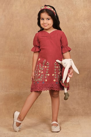 The Right Cut Hand Embroidered Linen Dress 