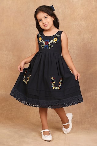 The Right Cut Floral Thread Embroidered Dress 