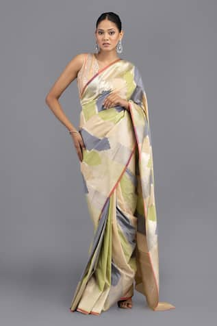 Zal From Benaras Rangkat Mughal Woven Saree With Unstitched Blouse Piece 