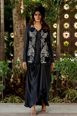 Nikita Vishakha Embroidered Jacket Skirt Set 