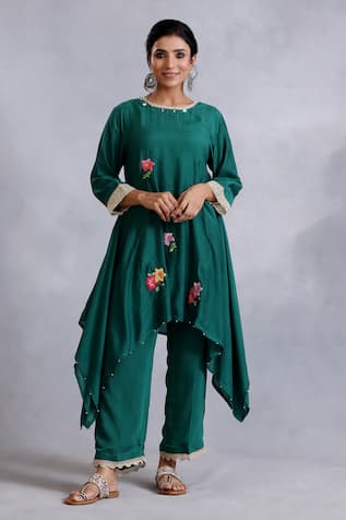 Radhika Jindal Floral Embroidered Kurta Pant Set 