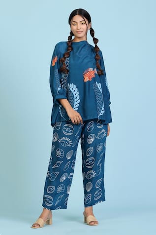 Radhika Jindal Coral Print Top Pant Set 