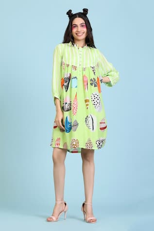 Radhika Jindal Coral Print Flared Dress With Inner 