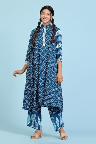 Radhika Jindal Printed Gathered Kurta Pant Set 