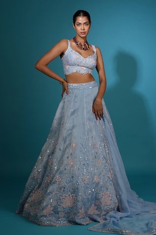 Vaishali Agarwal Floral Sequin Embroidered Lehenga Set 