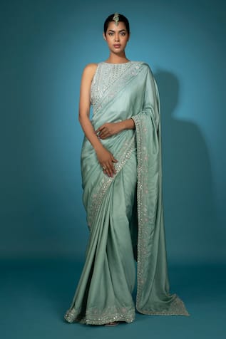 Vaishali Agarwal Sequin Embroidered Border Saree With Blouse 