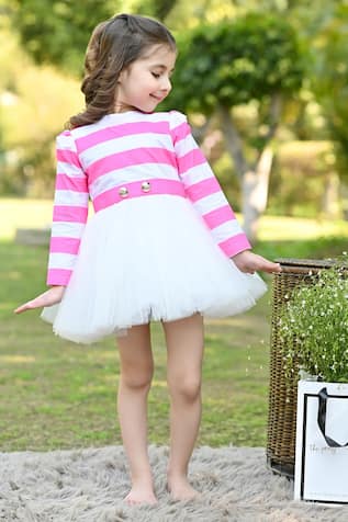 The Pony & Peony Co. Candy Striped Print Bodice Tulle Dress 