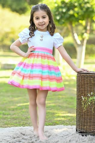 The Pony & Peony Co. Rainbow Striped Print Dress 