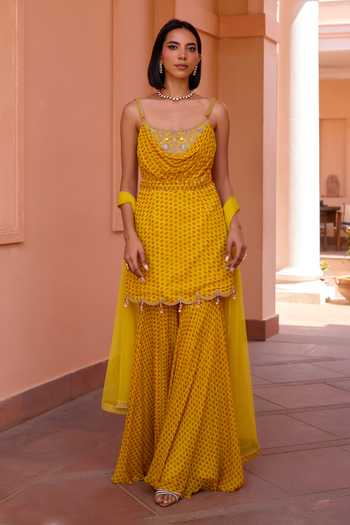 ISHA GUPTA TAYAL Inayat Bandhani Print Kurta Sharara Set 