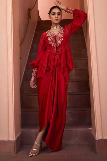 ISHA GUPTA TAYAL Shabnami Embroidered Top Skirt Set 