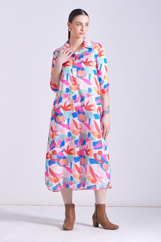 Zosia Tulum Flower Print Shirt Dress 