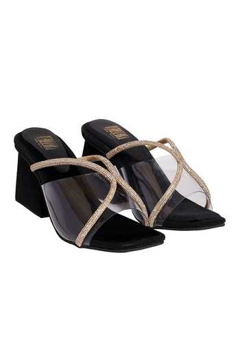Veruschka By Payal Kothari Rania Embellished Suede Block Heels 