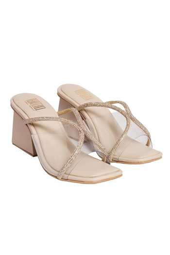 Veruschka By Payal Kothari Rania Embellished Leather Block Heels 