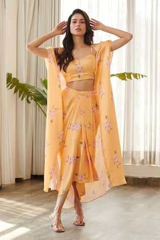 Pasha India Jasmine Print Cape Skirt Set 