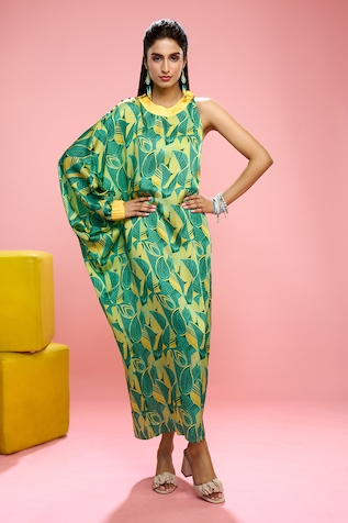 SIARRA x AZA Leaf Print Maxi Dress