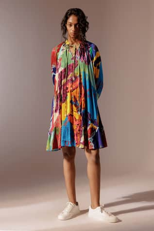 Advait Calypso Abstract Print Flared Dress 