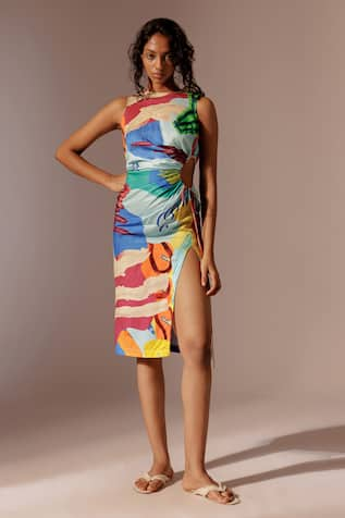 Advait Island Printed Slit Dress 