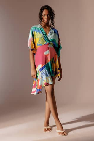 Advait Island Print Ruffle Dress 