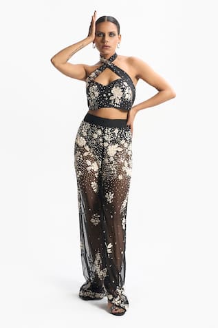 Sahil Kochhar Gia Bead & Sequin Embroidered Crop Top 