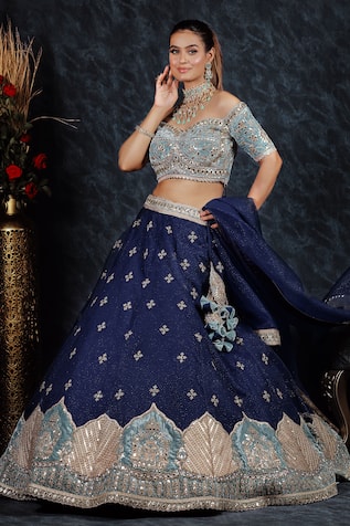 Sidhaarth & Disha Lily Bahar Gota & Mirror Embroidered Lehenga Set 