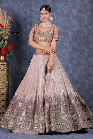 Sidhaarth & Disha Padma Gota & Sequin Embroidered Lehenga Set 