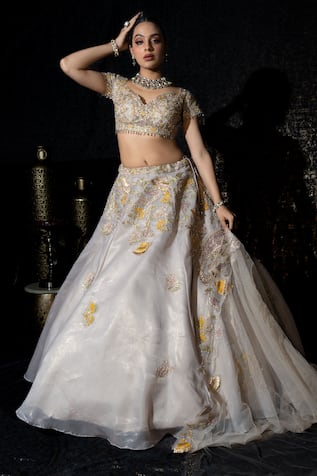 Sidhaarth & Disha Phool Bagh Gota & Aari Embroidered Lehenga Set 