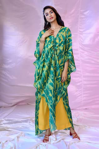 SIARRA Leaf Print Kaftan Tunic With Pant 