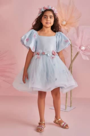 PNK Isha Arora (Pink) Blossom Butterfly Applique Dress 