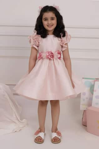 PNK Isha Arora (Pink) Blossom Placement Applique Dress 