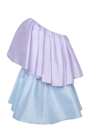 PNK Isha Arora (Pink) Flared Solid One Shoulder Dress