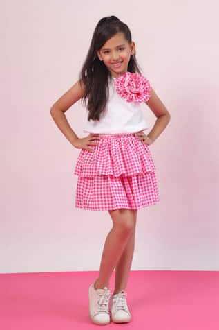 PNK Isha Arora (Pink) Solid Top With Layered Skirt 