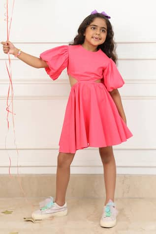 PNK Isha Arora (Pink) Solid Waist Cut Out Dress 