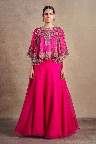 Stotram Dori Blossom Embroidered Cape Lehenga Set 