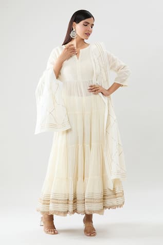Embroidered Anarkali Pant Set 