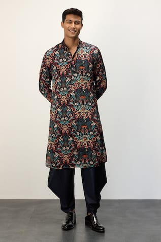 Botanical Print Kurta & Dhoti Pant Set 