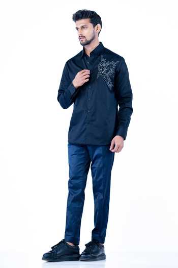Yajy By Aditya Jain Thread Embroidered Eagle Motif Shirt 