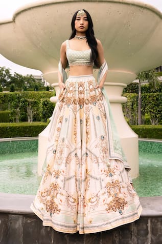 Falguni Shane Peacock Asteria Printed Lehenga Set 