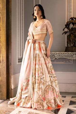 Falguni Shane Peacock Doris Printed Lehenga Set 