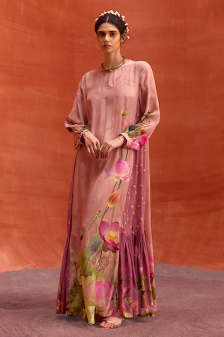 Kalista Naira Jalabiya Lotus Bloom Print Maxi Dress