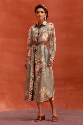 Kalista Tiffiny Floral Pattern Shirt Dress 